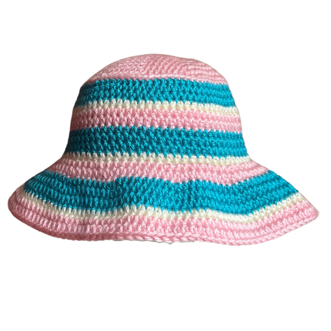 Pink/Blue Striped Bucket Hat