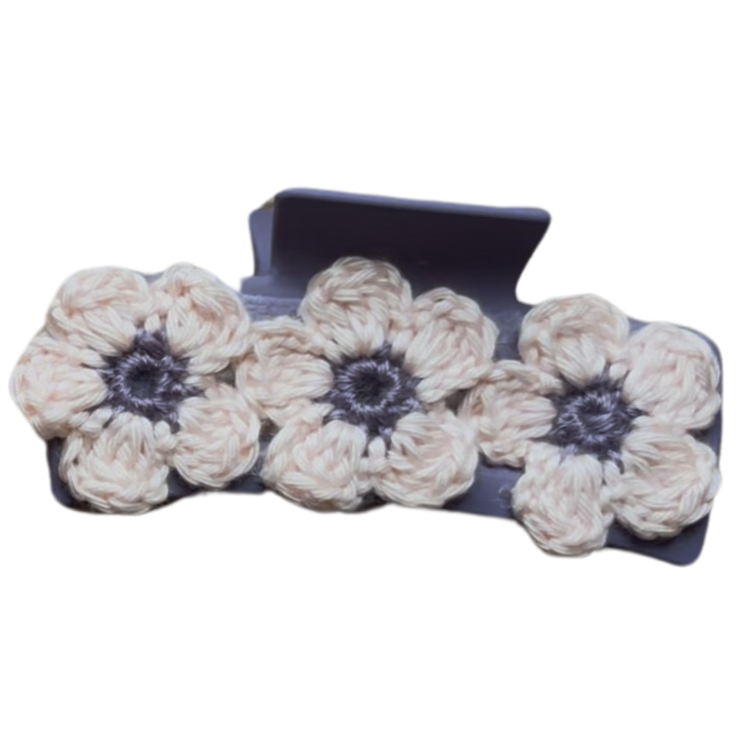 3 Flower Large Claw Hair Clip