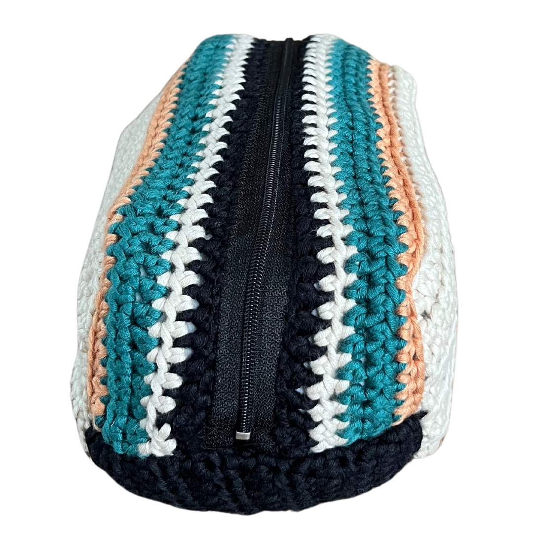Teal Stripe Cosmetic Bag