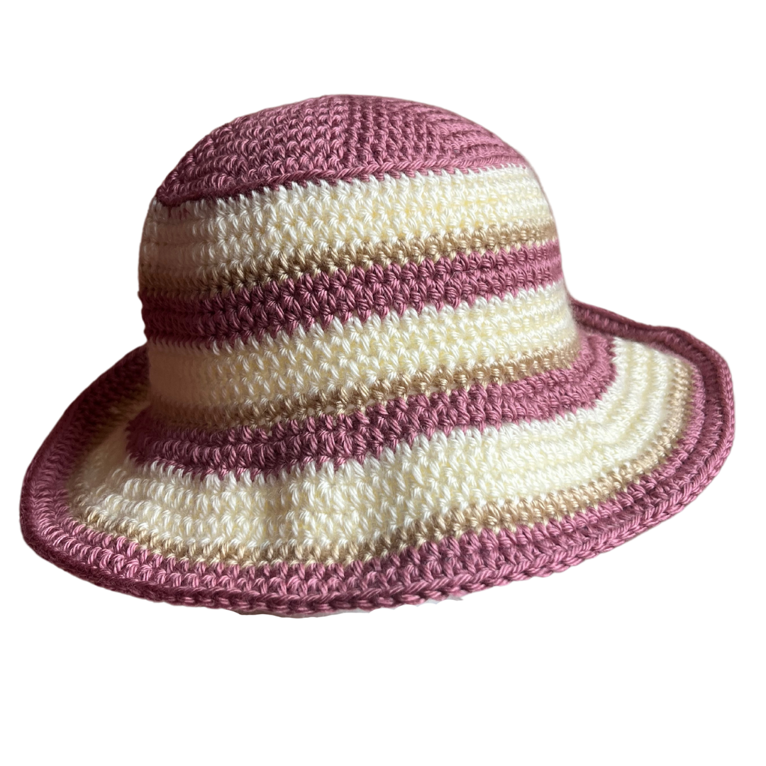 Mauve Striped Bucket Hat