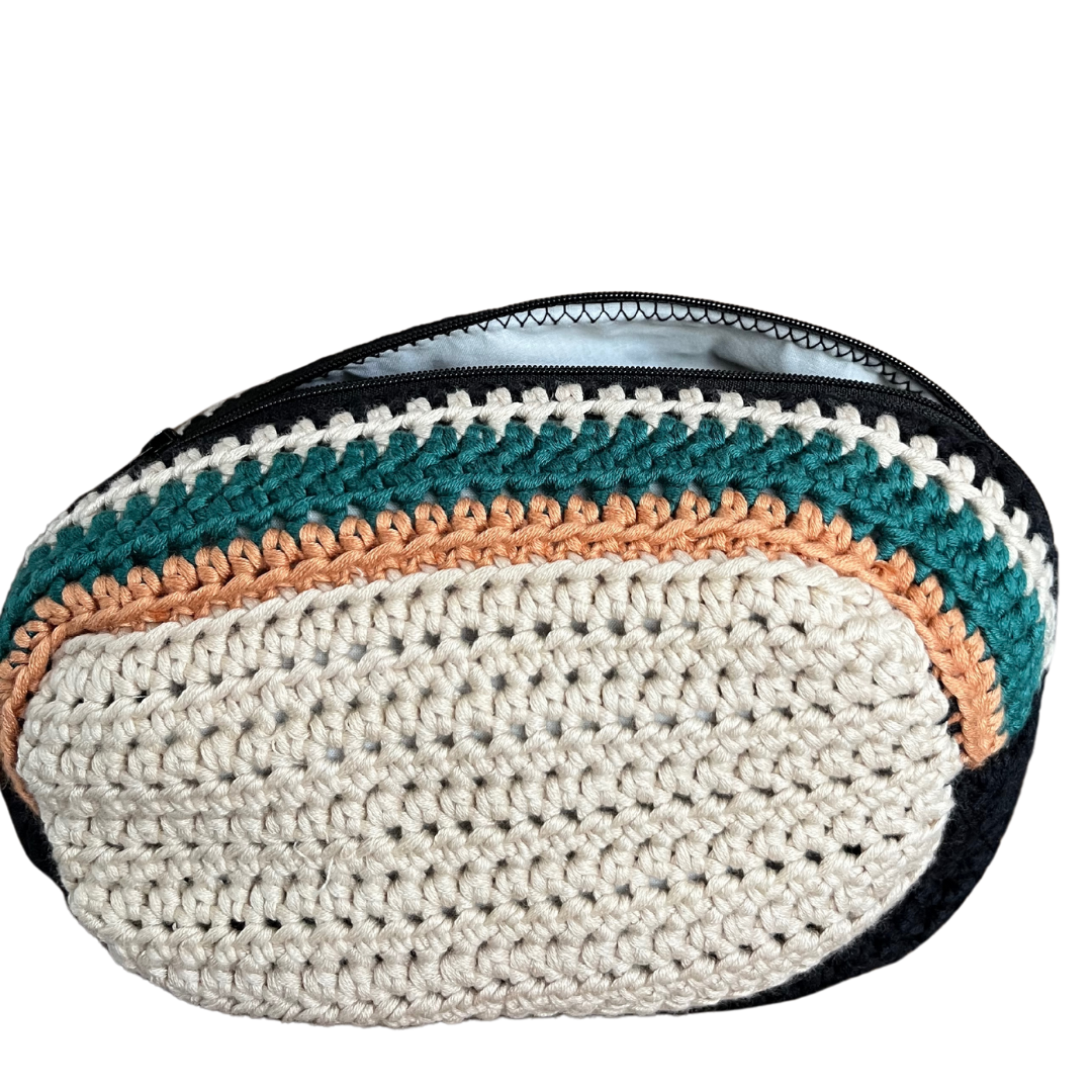 Teal Stripe Cosmetic Bag