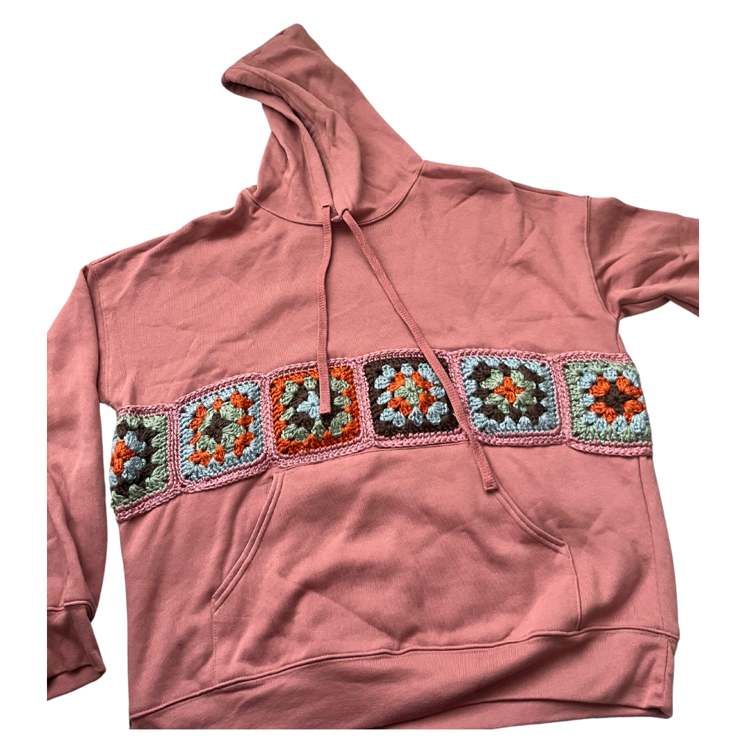 Mauve Granny Square Hoodie