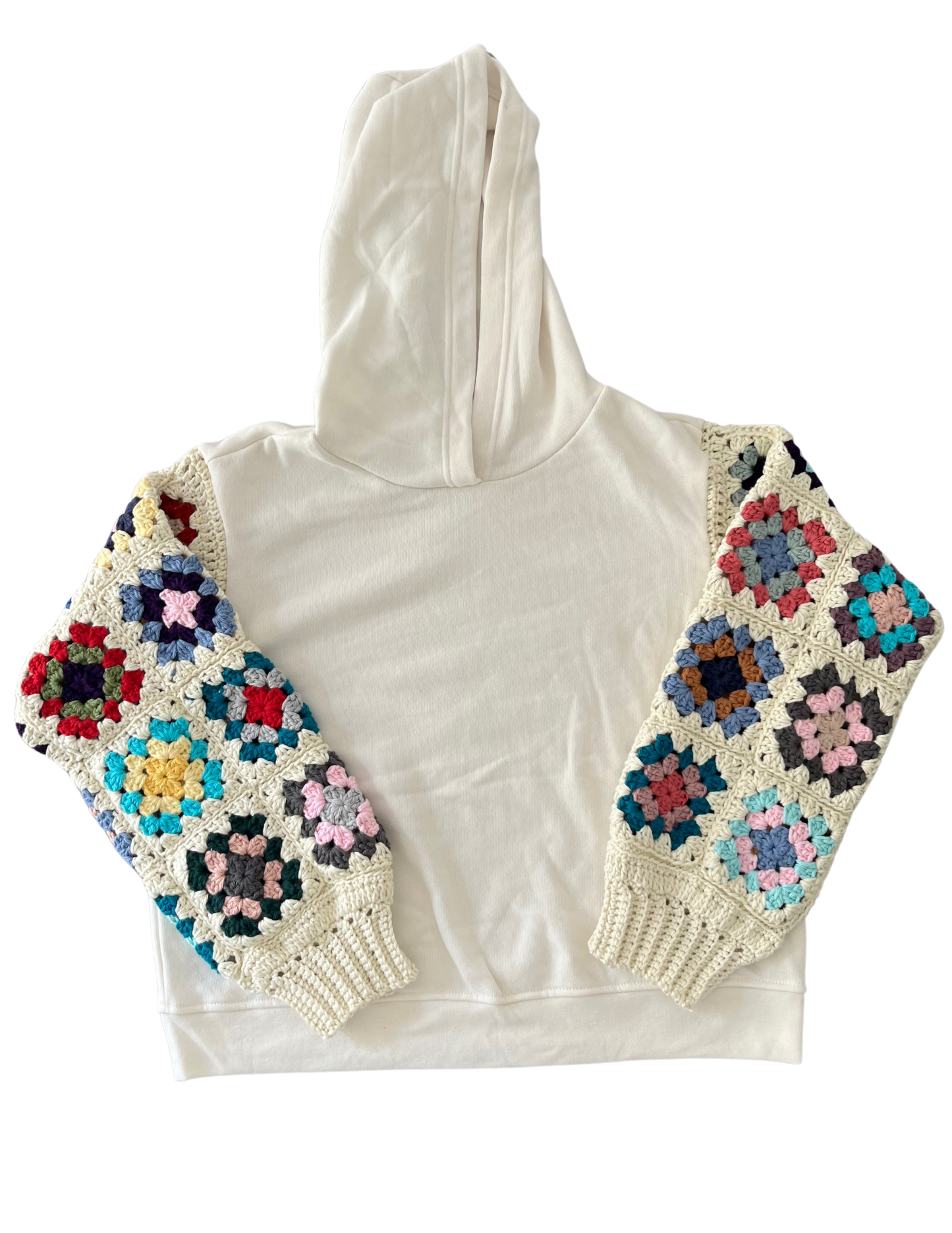 Granny Square Sleeve Hoodie- Medium