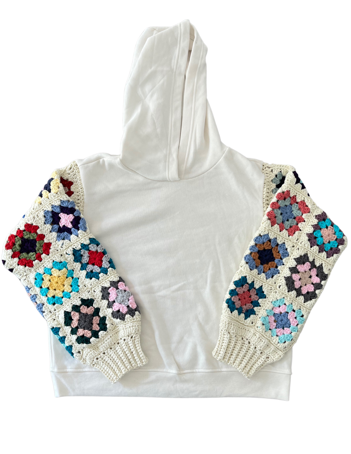 Granny Square Sleeve Hoodie- Medium