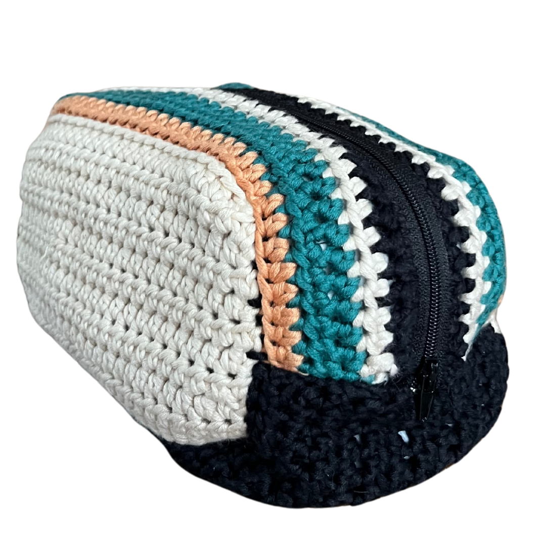 Teal Stripe Cosmetic Bag