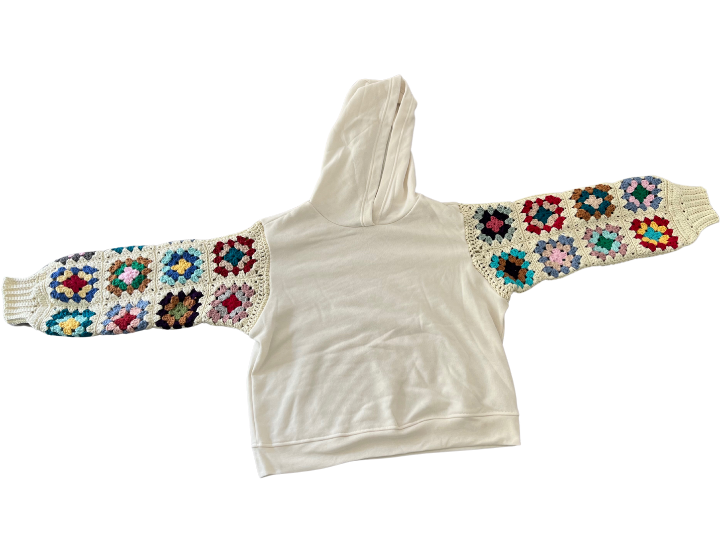 Granny Square Sleeve Hoodie- Medium