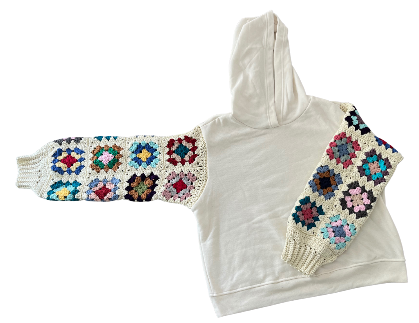 Granny Square Sleeve Hoodie- Medium