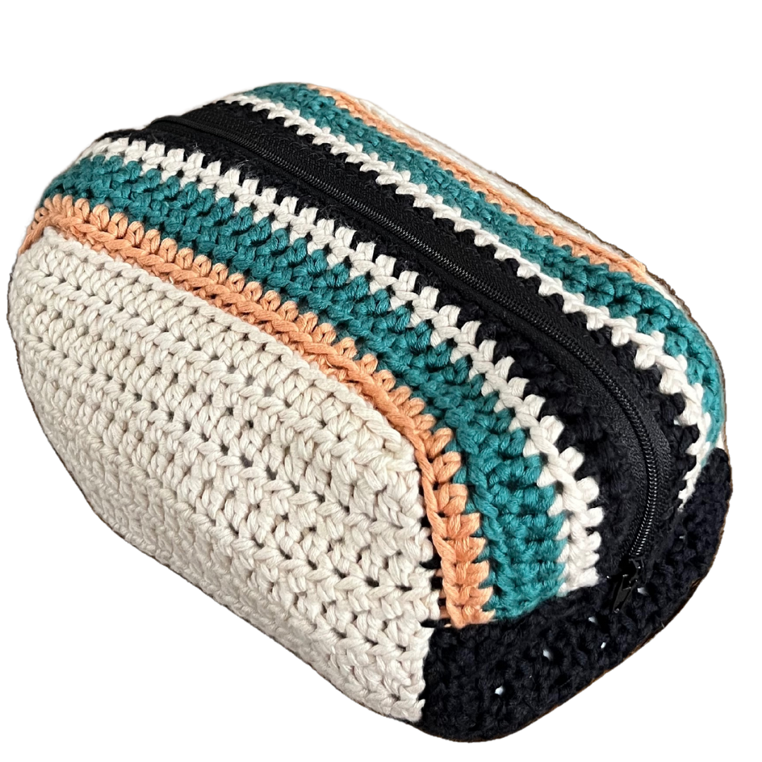 Teal Stripe Cosmetic Bag