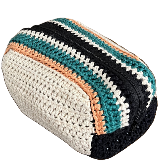 Teal Stripe Cosmetic Bag