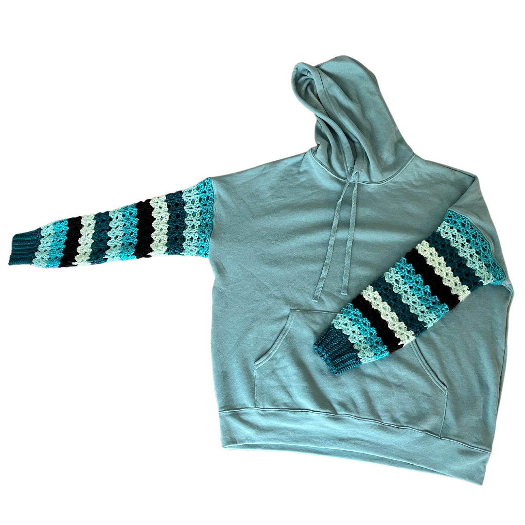 Crochet Sleeve Hoodie (L)