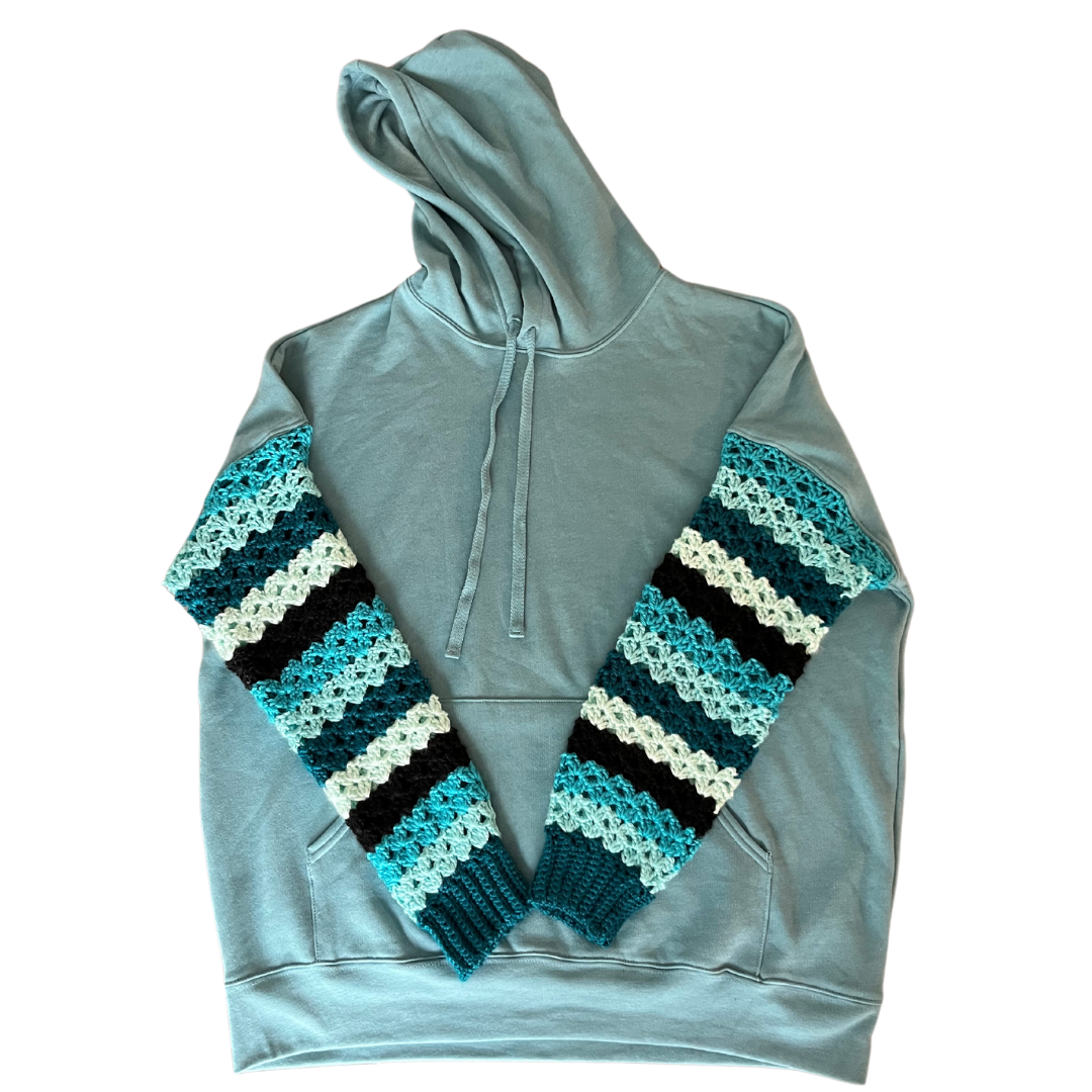 Crochet Sleeve Hoodie (L)