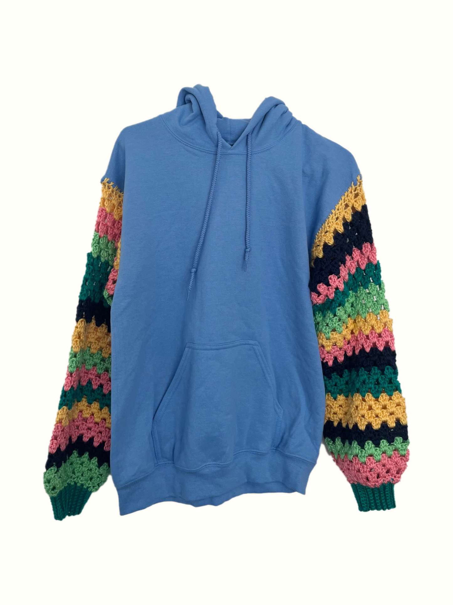 Blue Crochet Sleeve Hoodie