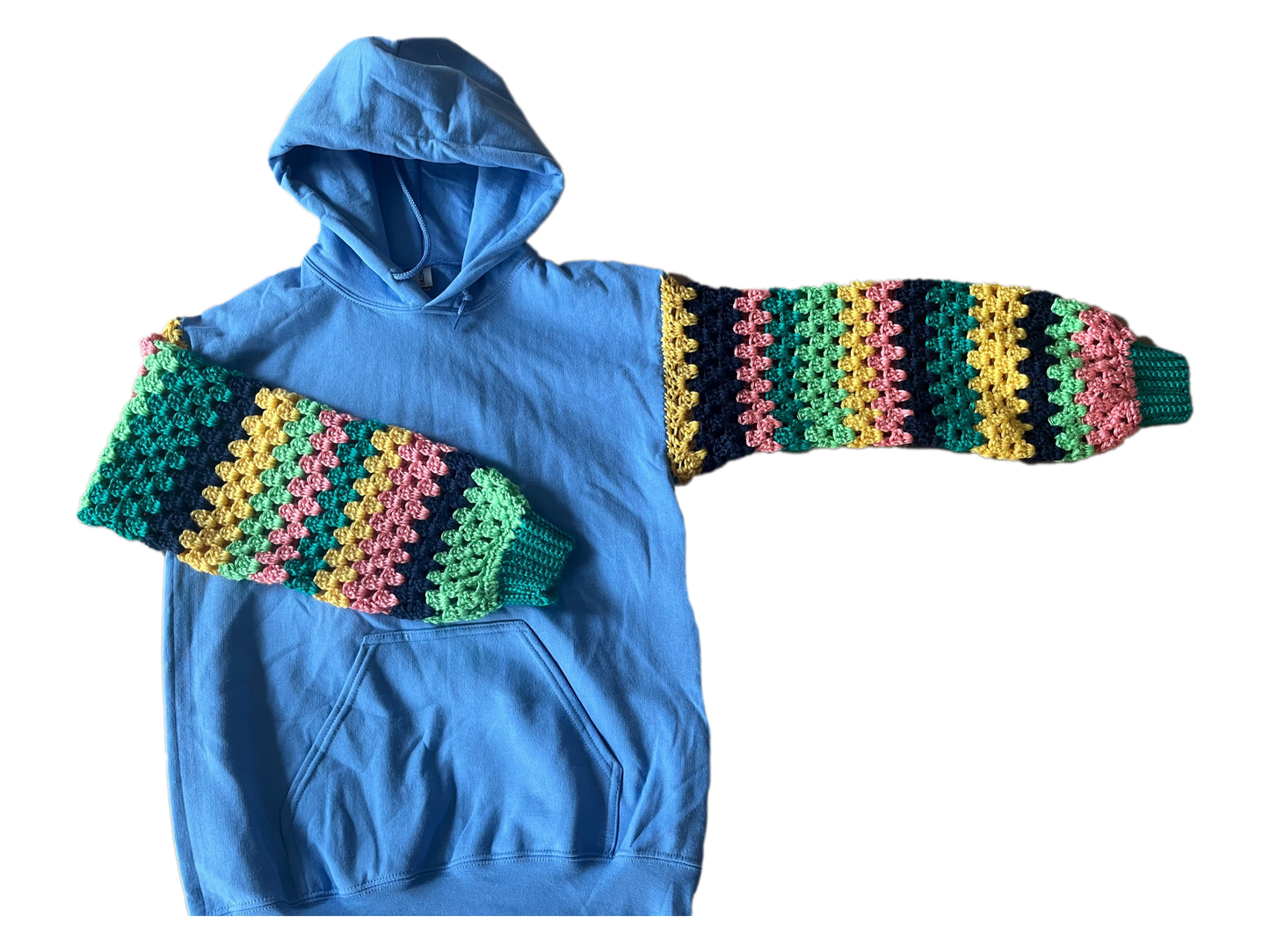 Blue Crochet Sleeve Hoodie