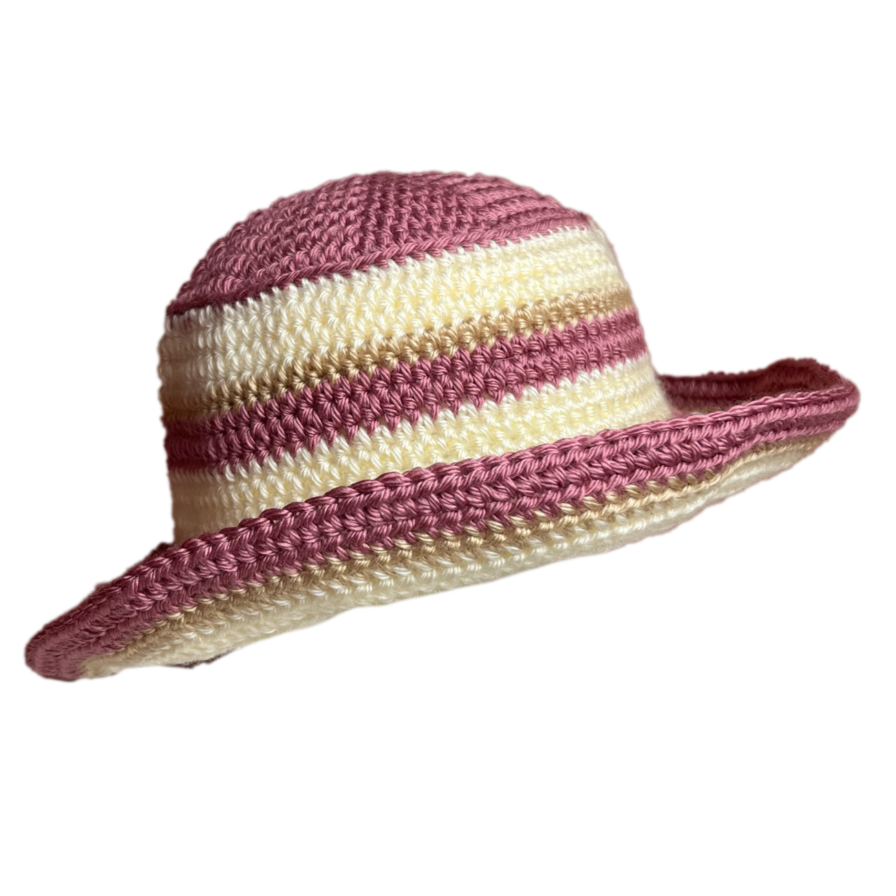 Mauve Striped Bucket Hat