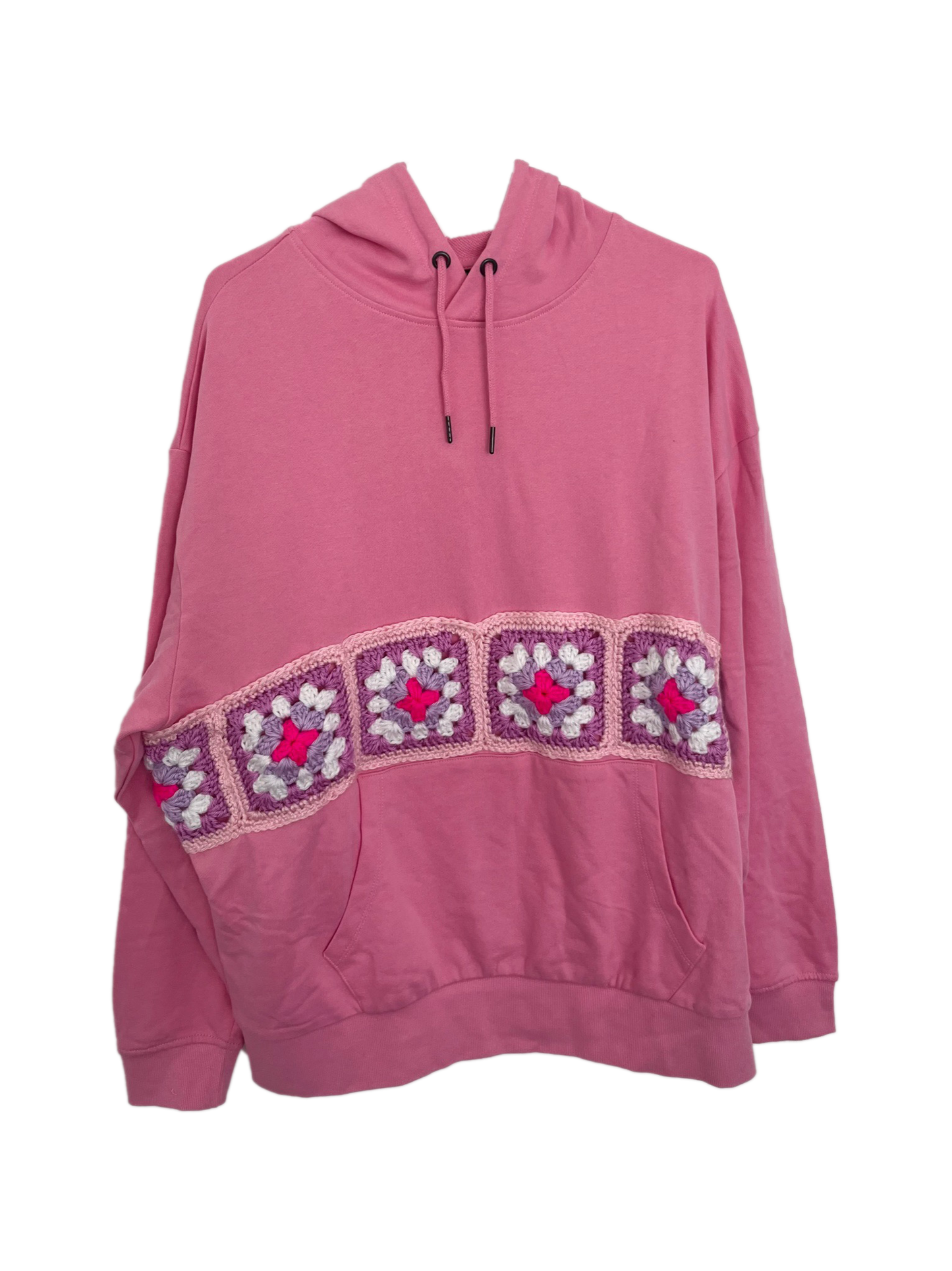 Hot Pink Granny Square Hoodie